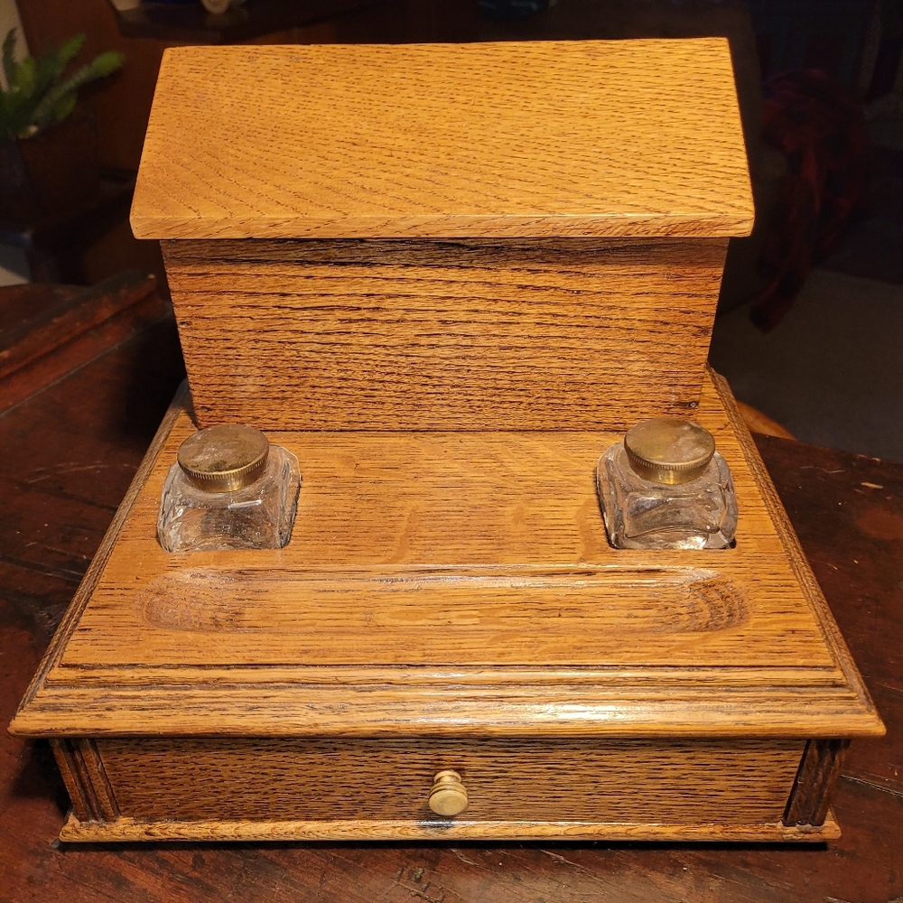 Antique Wooden Desk Set - Picture 1 of 14